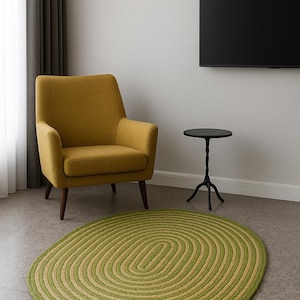 Hand Braided Bohemian Green Color Jute Cotton Chindi Area Rug Home Decor Rugs cotton area rugs oval shape braided rug rag floor rug mat