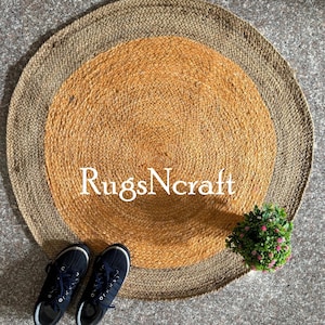 Indian Handmade Natural Round Jute Rug Bedside Round Rug Circle Rug New Home Gift Boho Home Decor Patio Rustic Round Rug Table Round Rug