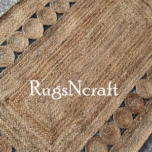 Alfombra de yute natural, Alfombra trenzada ecológica, Alfombra vegana, Alfombras para salón, Alfombra escandinava, decoración del hogar.Alfombra de fibra natural.