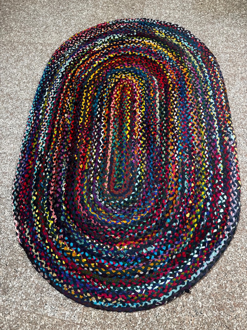 Handmade Braided Multi Chindi Blue Color Pure Cotton Oval Rag Rugs - Etsy