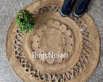 Handmade Braided Jute Rug: Round Boho Area Rug