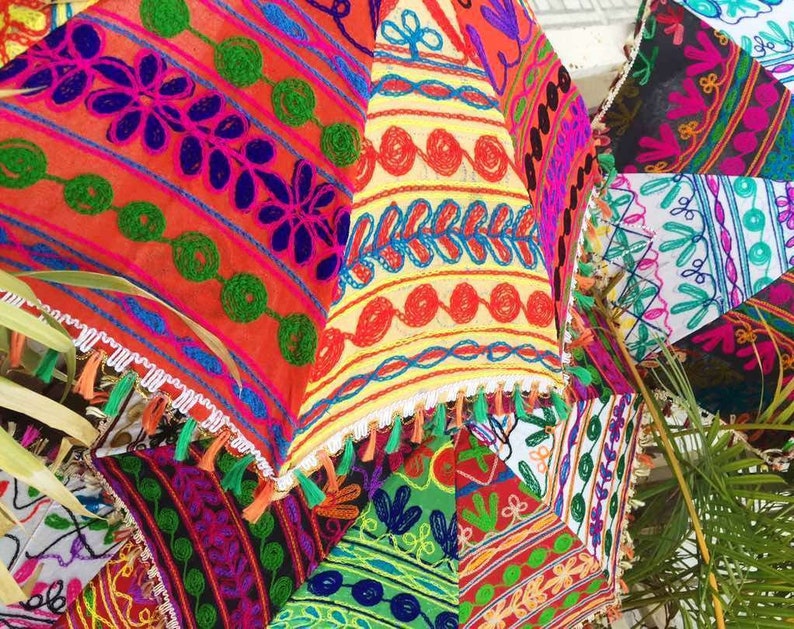 Ethnic Embroidered Umbrella Parasols Lot Patch work Colorful Wholesale 30 PC Lot Indian Traditional Designer Vintage Handmade