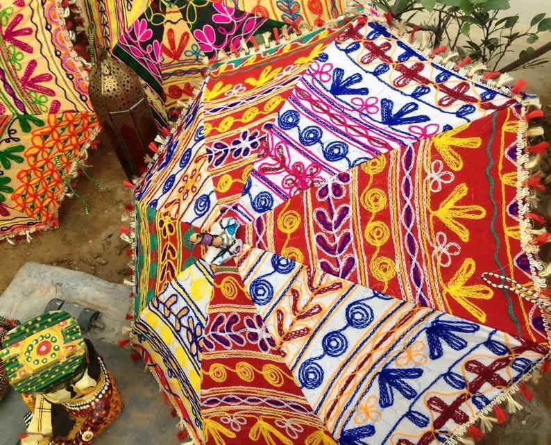 Ethnic Embroidered Umbrella Parasols Lot Patch work Colorful Wholesale 30 PC Lot Indian Traditional Designer Vintage Handmade