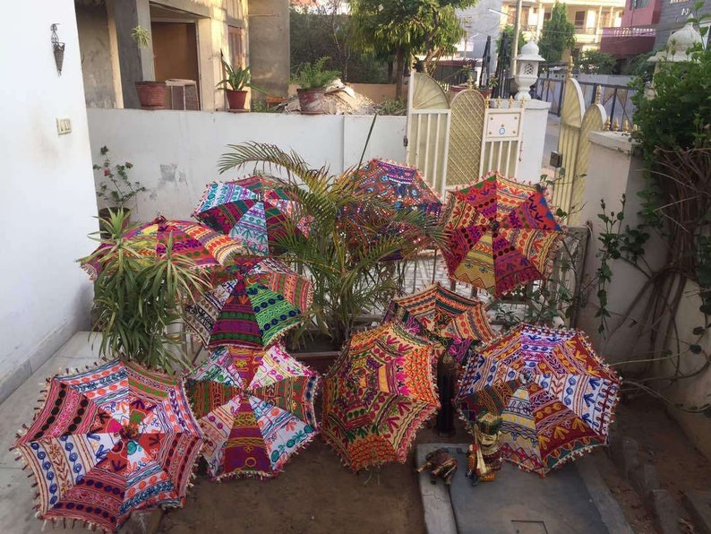 Ethnic Embroidered Umbrella Parasols Lot Patch work Colorful Wholesale 30 PC Lot Indian Traditional Designer Vintage Handmade