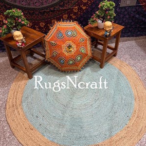 Hand Braided Natural Jute Round Rug/ Area Rug/ Custom Size Rug/Indian Handmade Jute Rug/ Home Décor Rug/ Circle Area Jute Rug