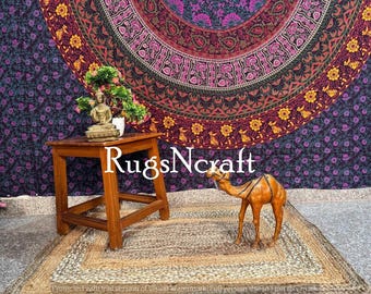 Handgewebter Jute-Läufer: Naturfaserteppich im Boho-Stil