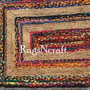Bohemian Colorful Cotton Chindi Rug | Handmade Recycled Fabric Area Mat | Small Accent Rug for Entryway, Kitchen, Bedroom Area Rag Rug