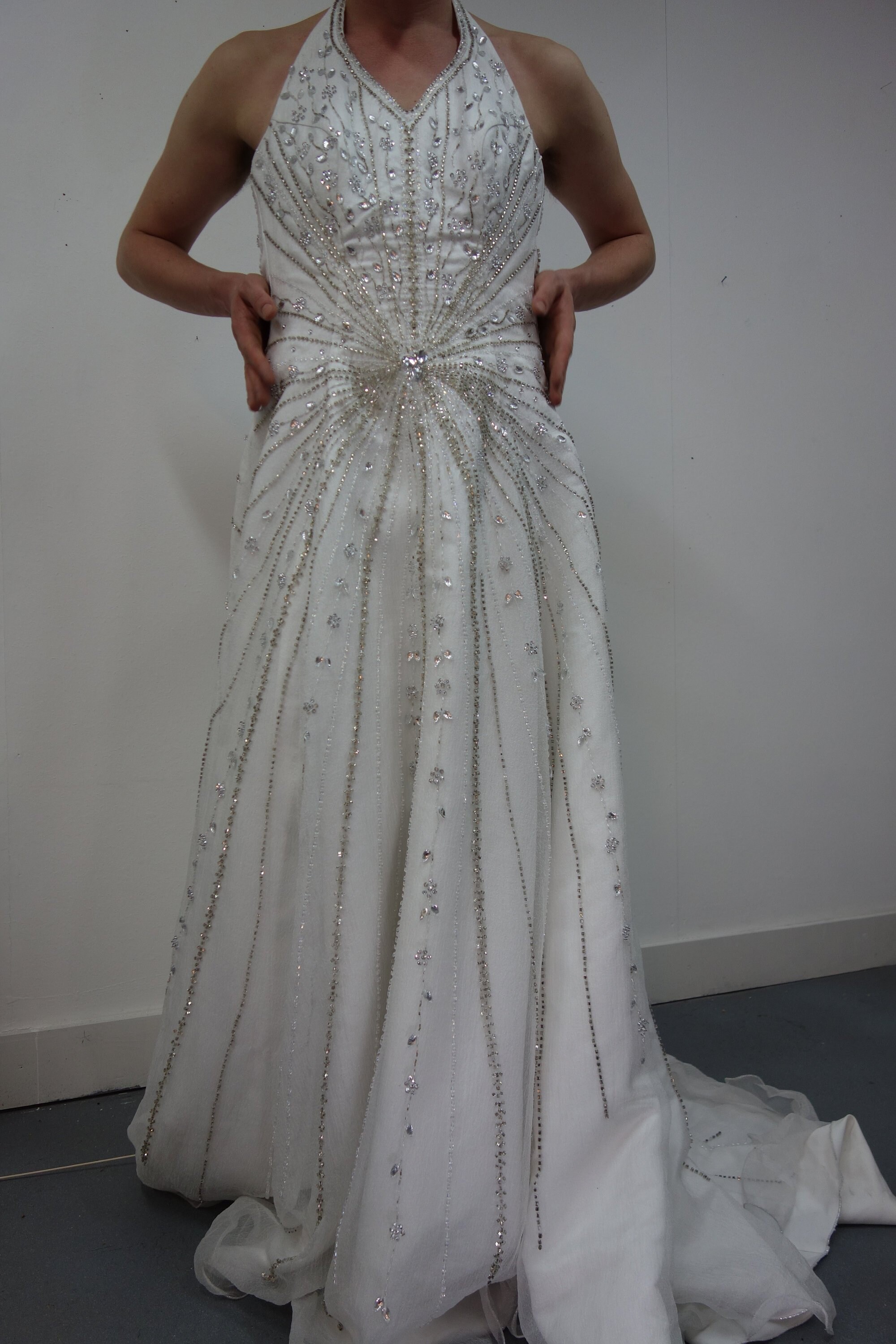 Chiffon White Wedding Gown With Elaborate Beaded Embroidery In Etsy