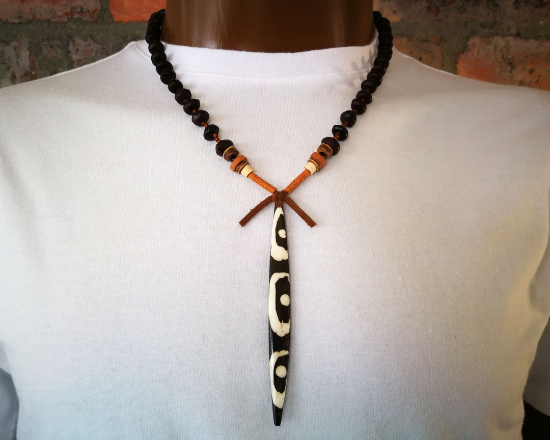 Men's African Necklace Men's African Pendant Necklace Men's Tribal