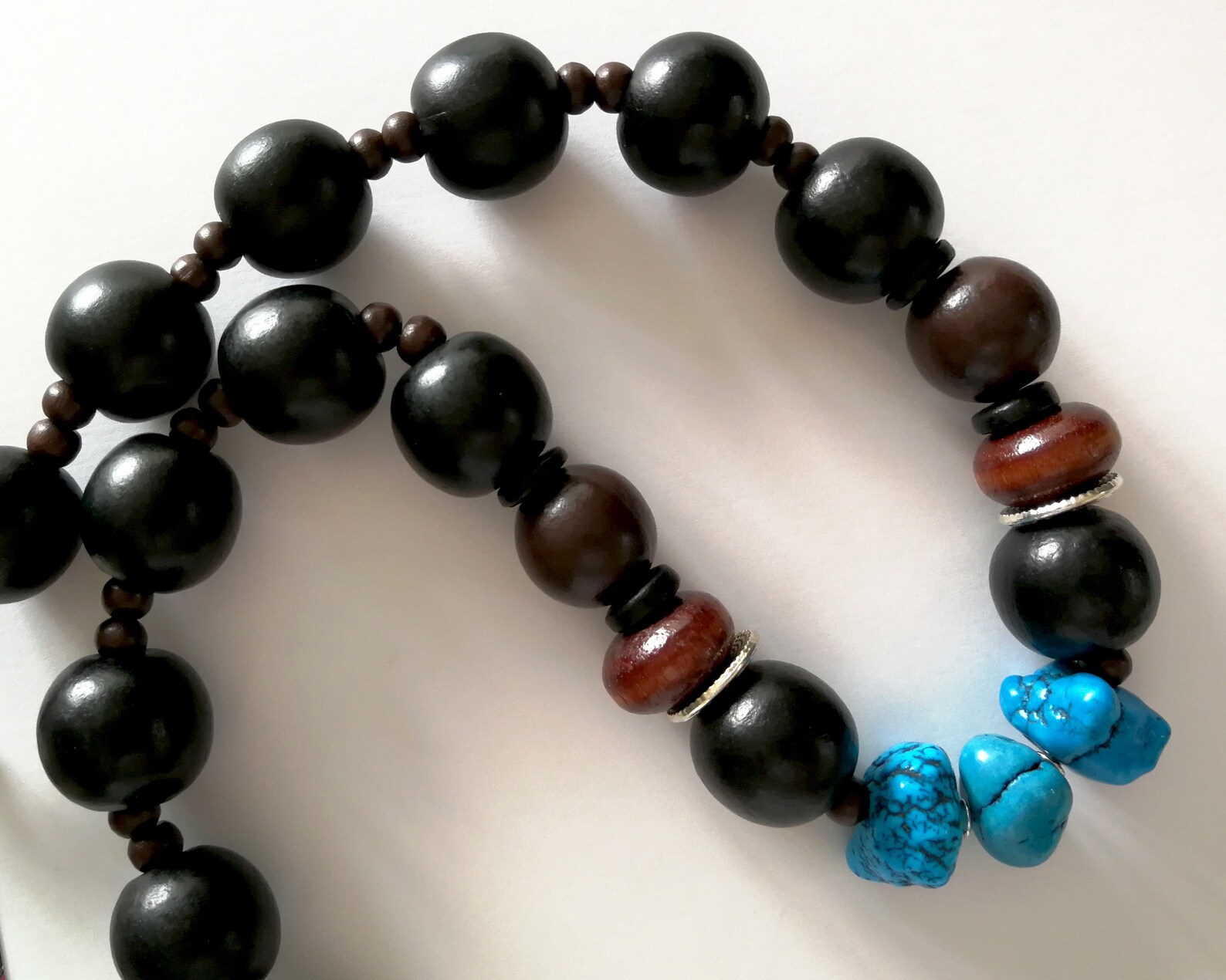 Mens African Necklace Wood Bead Gemstone Necklace Etsy