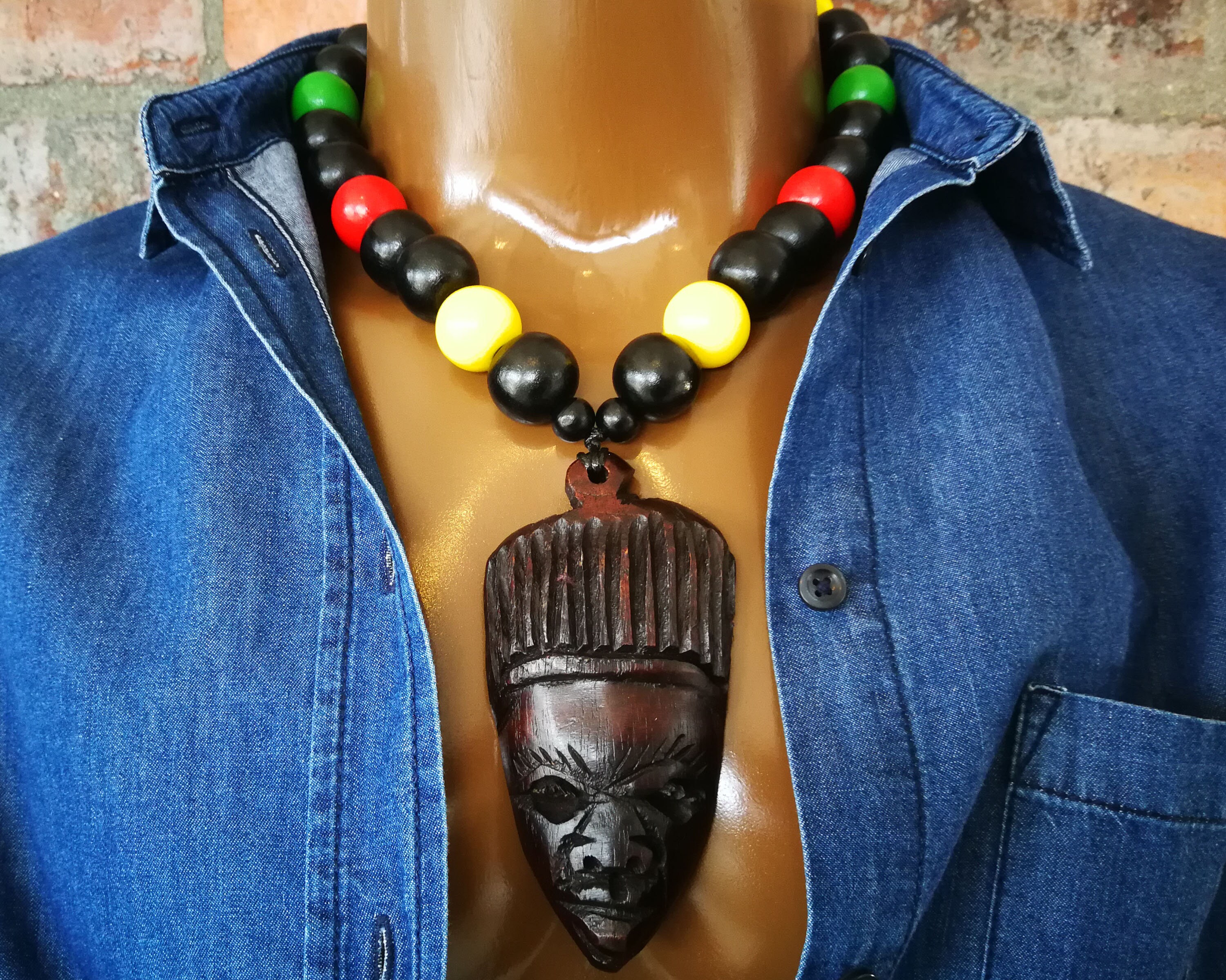 Mask Necklace Men's African Bead Necklace Men's Etsy