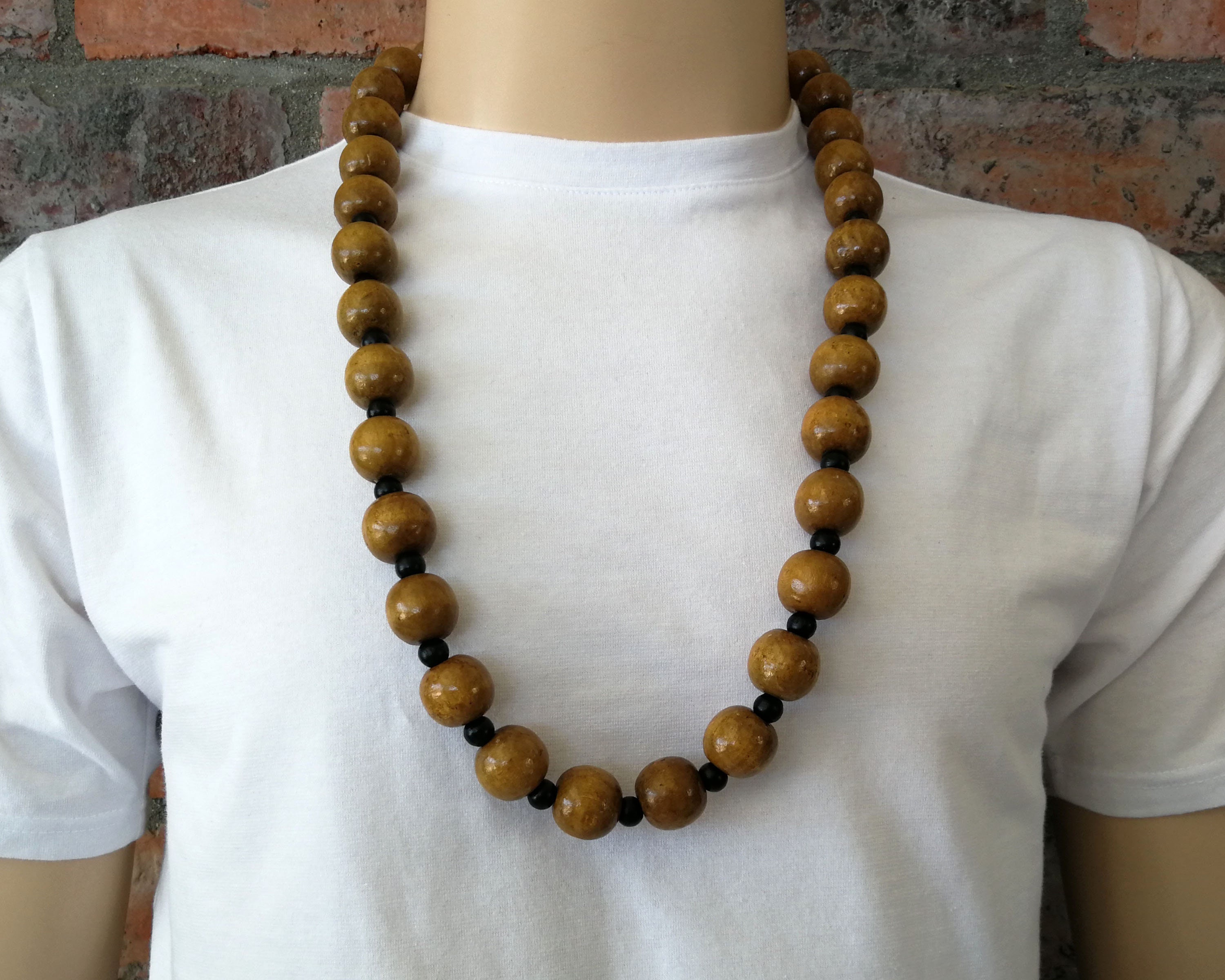 Mens Wood Bead Necklace Men's African Bead Necklace Etsy