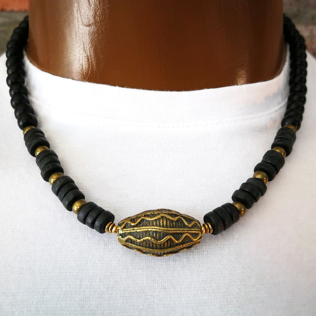 Men's African Necklace Men's African Bead Necklace Men's Tribal