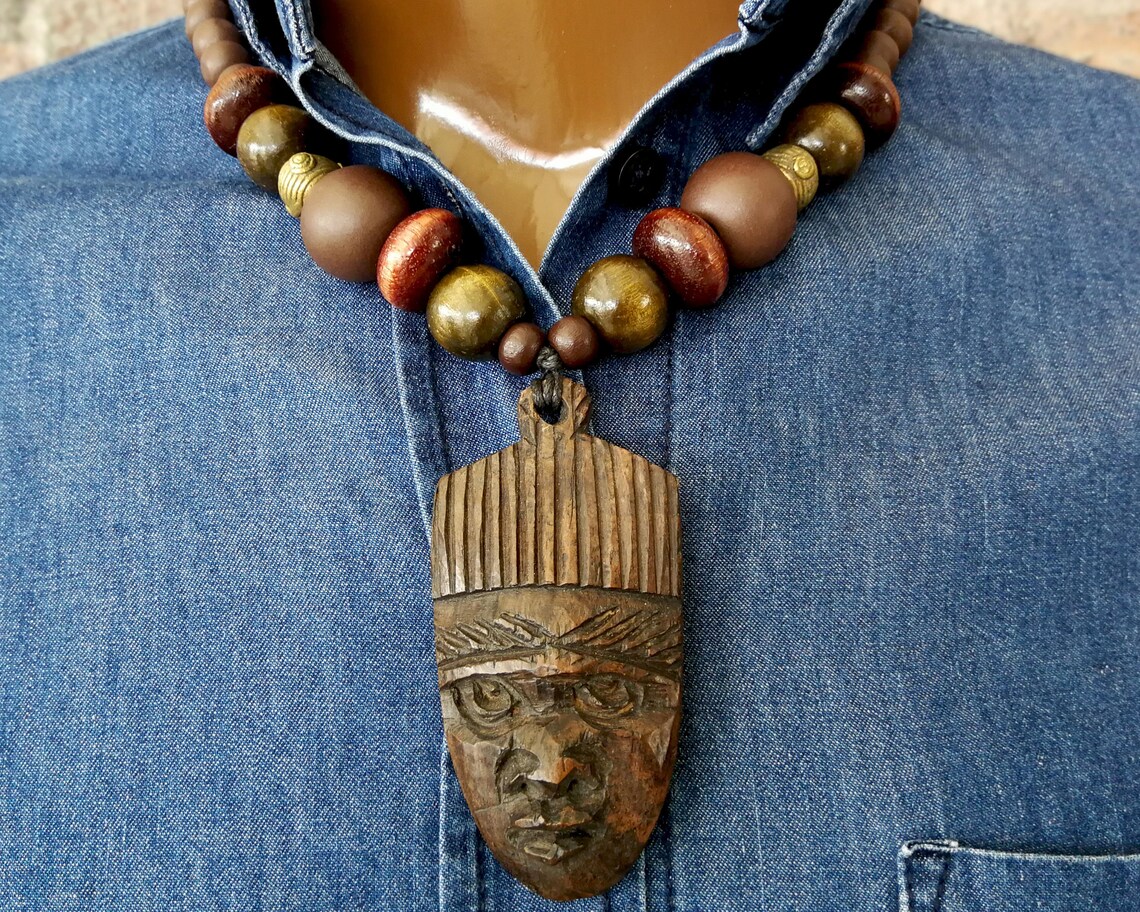 Mask Necklace Men's African Bead Necklace Men's Etsy