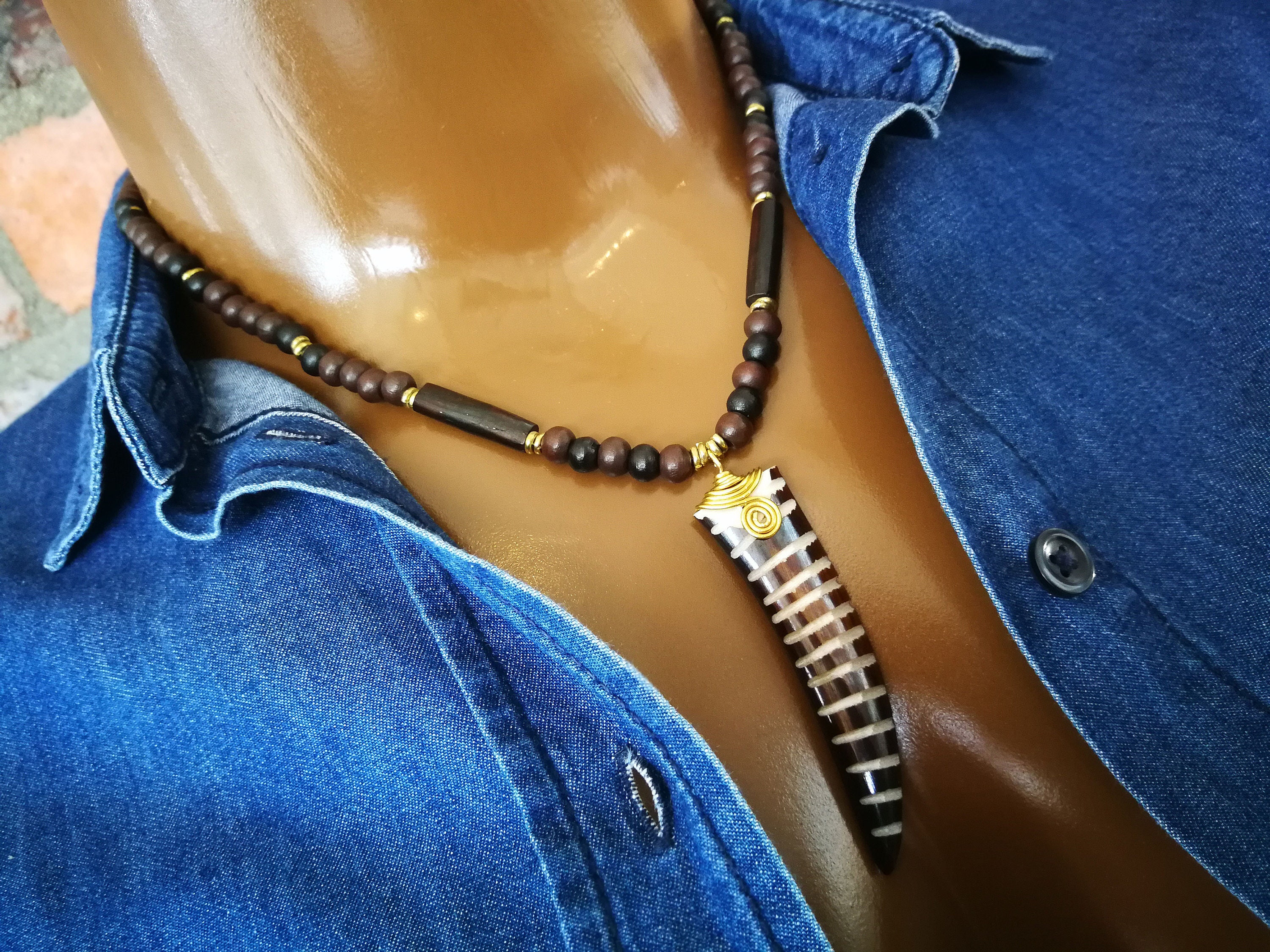 Men's African Necklace Men's African Pendant Necklace Men's Tribal