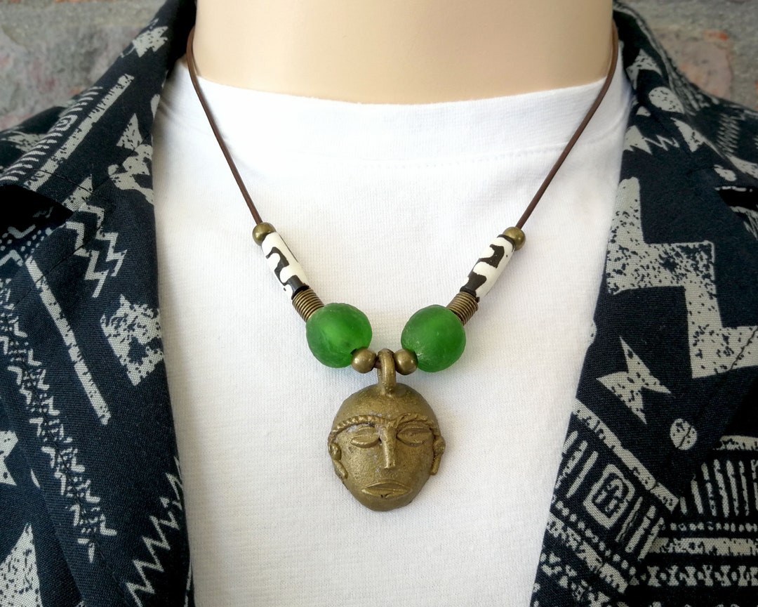 Mask Tribal Necklace African Mask Necklace Men's Etsy