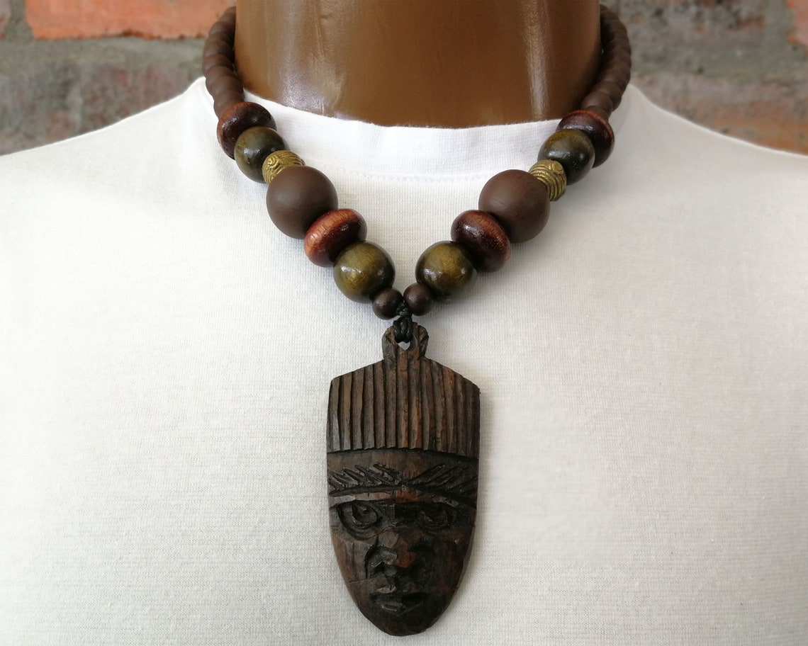 Mask Necklace Men's African Bead Necklace Men's Etsy