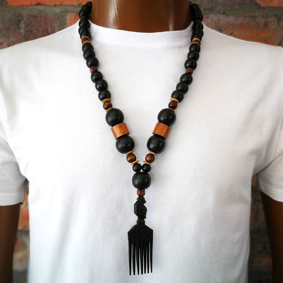 Men's African Necklace Men's African Pendant Necklace Mens Tribal