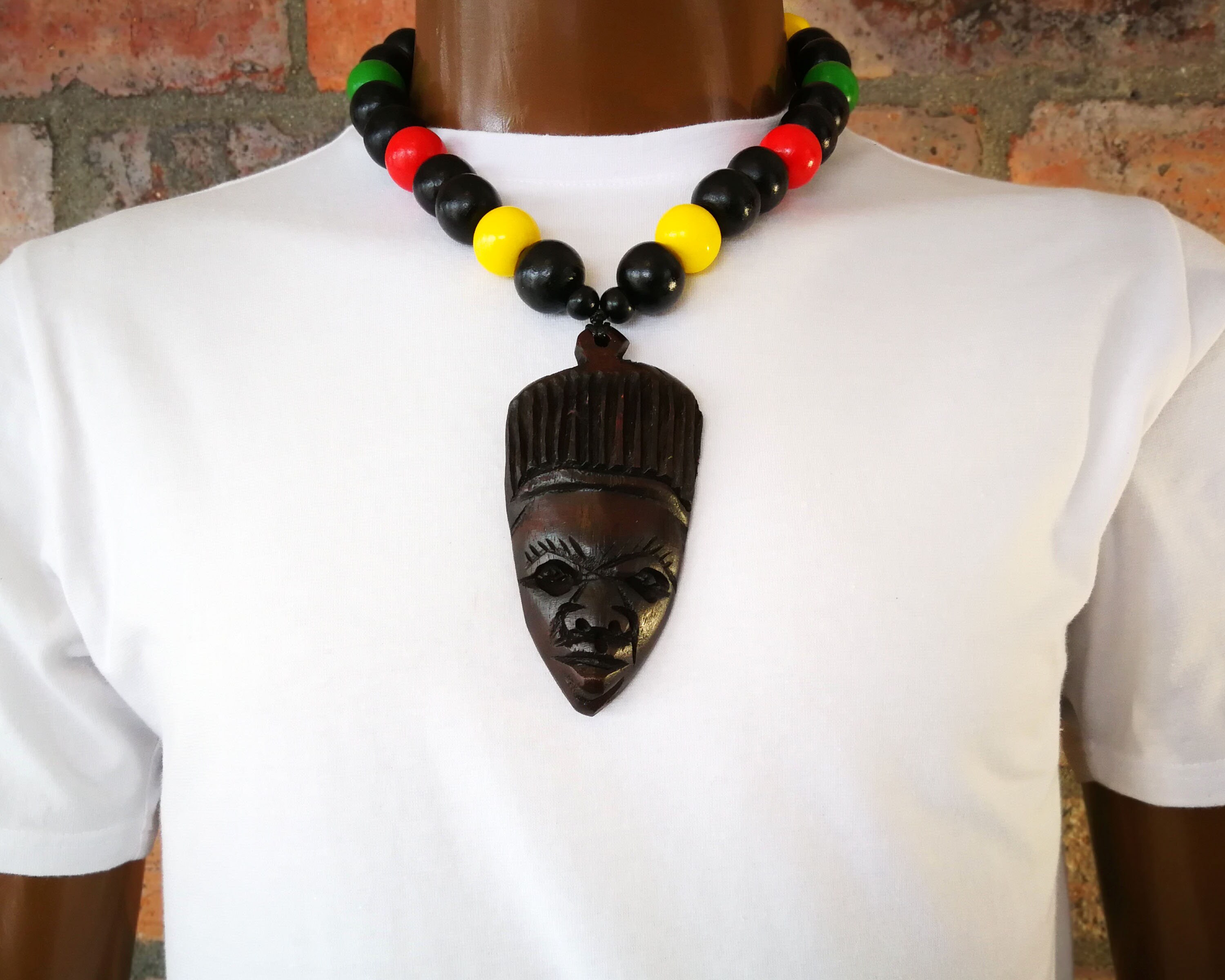 Mask Necklace Men's African Bead Necklace Men's Etsy