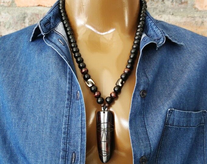Men's African Necklace Men's African Pendant Necklace Men's Tribal