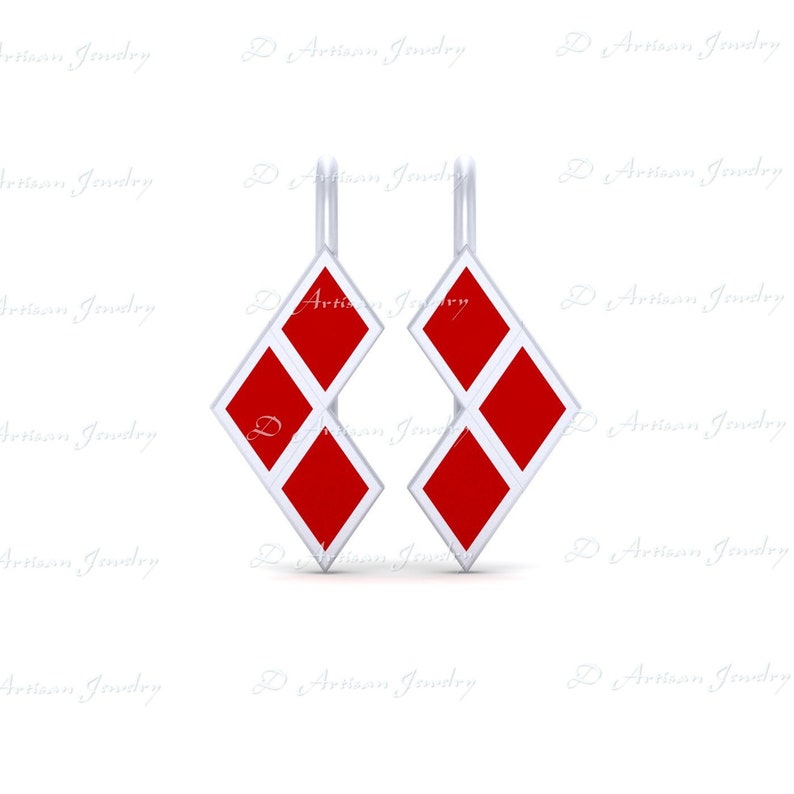 Sterling Silver Harley Quinn Pendant Handmade Fantasy Super Villain Harley Quinn Inspired Pendant Earrings Set Harley Quinn Logo Earrings