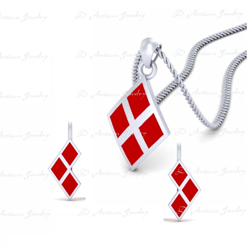 Sterling Silver Harley Quinn Pendant Handmade Fantasy Super Villain Harley Quinn Inspired Pendant Earrings Set Harley Quinn Logo Earrings
