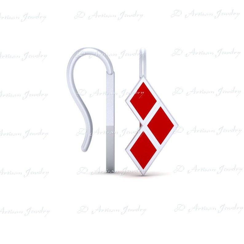 Sterling Silver Harley Quinn Pendant Handmade Fantasy Super Villain Harley Quinn Inspired Pendant Earrings Set Harley Quinn Logo Earrings