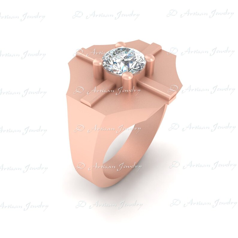Mens Jewelry Solitaire Diamond Engagement Ring 1.10ct Diamond Anniversary Ring Gift For Him Wedding Ring For Men 925 Silver Or Rose Gold