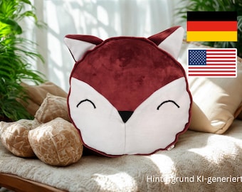 Fox Pillow Sewing Pattern PDF – Plush Cushion Sewing Tutorial | DIY Fox Cushion Pattern, Handmade Gift Idea