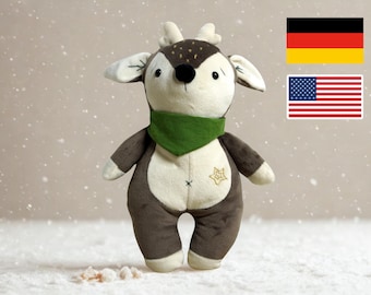 PDF sewing pattern & tutorial “Reindeer Ruben” — sew your own Christmas plush; clear step-by-step guide for a cuddly holiday favorite.