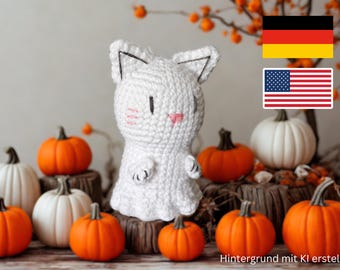 Amigurumi Cat Spirit – Halloween Crochet Pattern for Cute Home Décor or Bag Charm