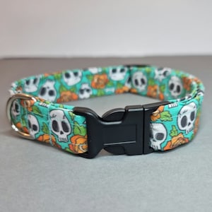 Skulls & Orange Roses Dog Collar