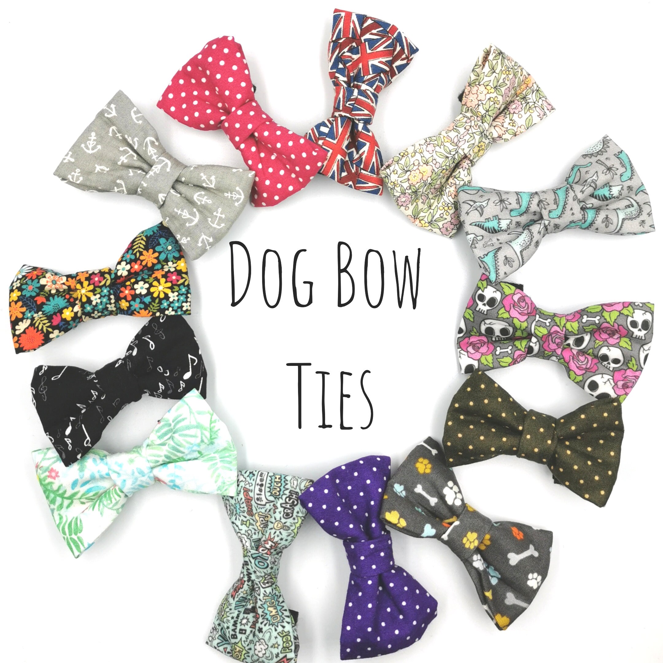 Dog Bow Ties Choose your pattern Etsy