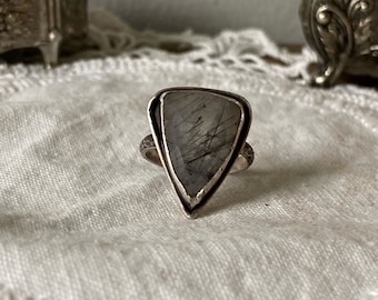 rutilated quartz shield ring - size 5.5