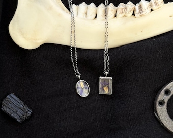 Pressed Nightshade Necklace - sterling silver, quartz