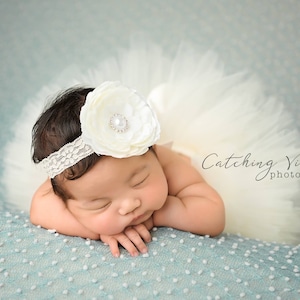 Newborn Tutu Ivory Tutu Baby Tutu  Headband Baby Girl Tutu Baby Girl Baby Dress Newborn Props