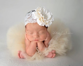 Beige Tutu,Ivory Tutu, Gold Tutu, Newborn Tutu Set, Baby Tutu, Baptism Outfit, Newborn Photo Props, Baby Skirt, Baby Headband, Birthday Tutu