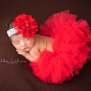 Red Tutu, Christmas Tutu, Red Tutu and Headband, Newborn Tutu Set, Birthday Tutu, Newborn Photo Props, Baby Props, Baby Gift