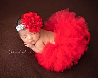 Red Tutu, Christmas Tutu, Red Tutu and Headband, Newborn Tutu Set, Birthday Tutu, Newborn Photo Props, Baby Props, Baby Gift