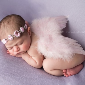 Heavenly  Pink  Newborn Angel Wings, and Headband Set, Baby Wings, Newborn Wings, Fairy wings, Angel wings