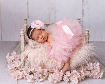 TUTU ROSA, Conjunto de tutú para recién nacidos, Tutú y diadema para recién nacidos, Tutú para bebés, Tutú para niños pequeños, Tutú de 1er cumpleaños, Accesorios para fotos de recién nacidos, Accesorios para fotos de recién nacidos