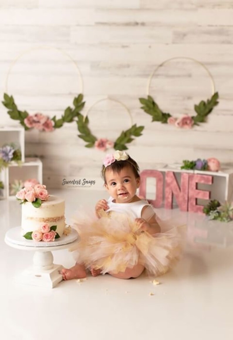 1st Birthday Tutu Set One Pink Ivory and Gold Tutu Set Pink TutuBirthday Outfit