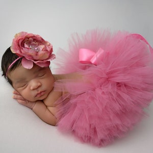 Pink Newborn Tutu and Headband, Pink Tutu, Newborn Tutu, Baby Flower Headband, Newborn Tutu Set, Baby Tutu, Toddler Tutu, Newborn Props