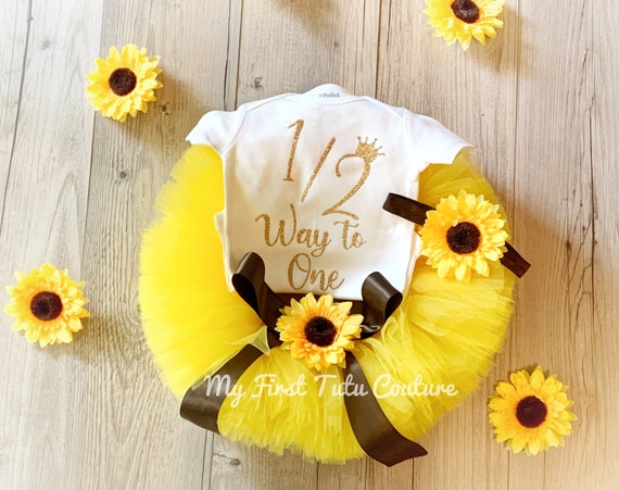 Tutu de girasol, Vestido de tutú de girasol, Traje de medio camino