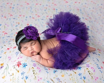 PURPLE TUTU And Headband, Pulm Tutu,Purple Tutu, Tutu Set For Baby Girl, Tutus For Children, Birthday Tutus, Newborn Girl Photo Outfit