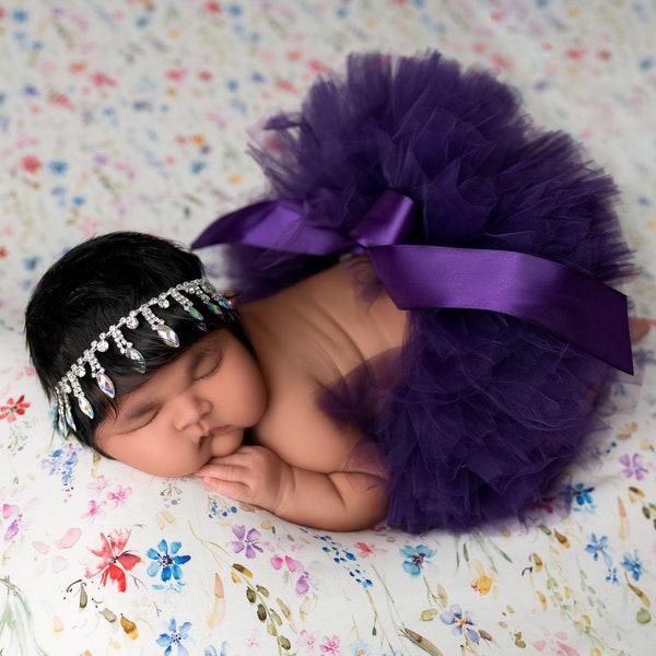 PURPLE TUTU And Headband, Plum Tutu, Purple Tutu,Tutu Set For Baby Girl, Tutus For Children, Baby Bling Headband, Newborn Girl Photo Outfit