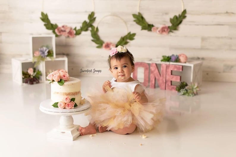 1st Birthday Tutu Set One Pink Ivory and Gold Tutu Set Pink TutuBirthday Outfit