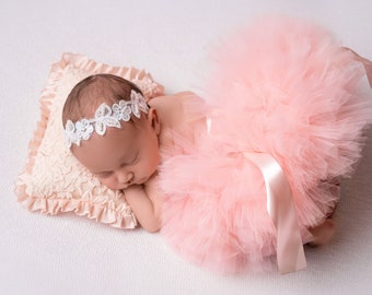 PEACH TUTU, Tutu para niña recién nacida, 1er cumpleaños Tutu, Cake Smash, Tutu para bebé, Tutu y diadema, Baby Girl, Newborn Photo Props