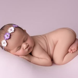Newborn Flower Headband, Newborn Floral Headband, Organic Newborn Headband, Newborn Photo Props, Newborn Props, Baby Girl Headband,