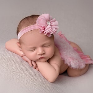 Pink Newborn Angel Wings, Rose Pink Baby Wings, Baby Fairy Wings, Newborn Wings and Headband, Newborn Photo Props, Baby Gift